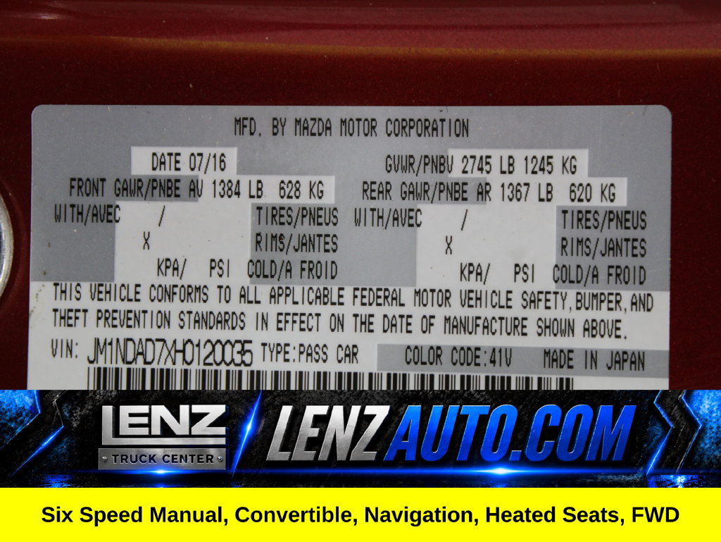 Used 2017 MAZDA MX-5 Miata Grand Touring RWD image 53