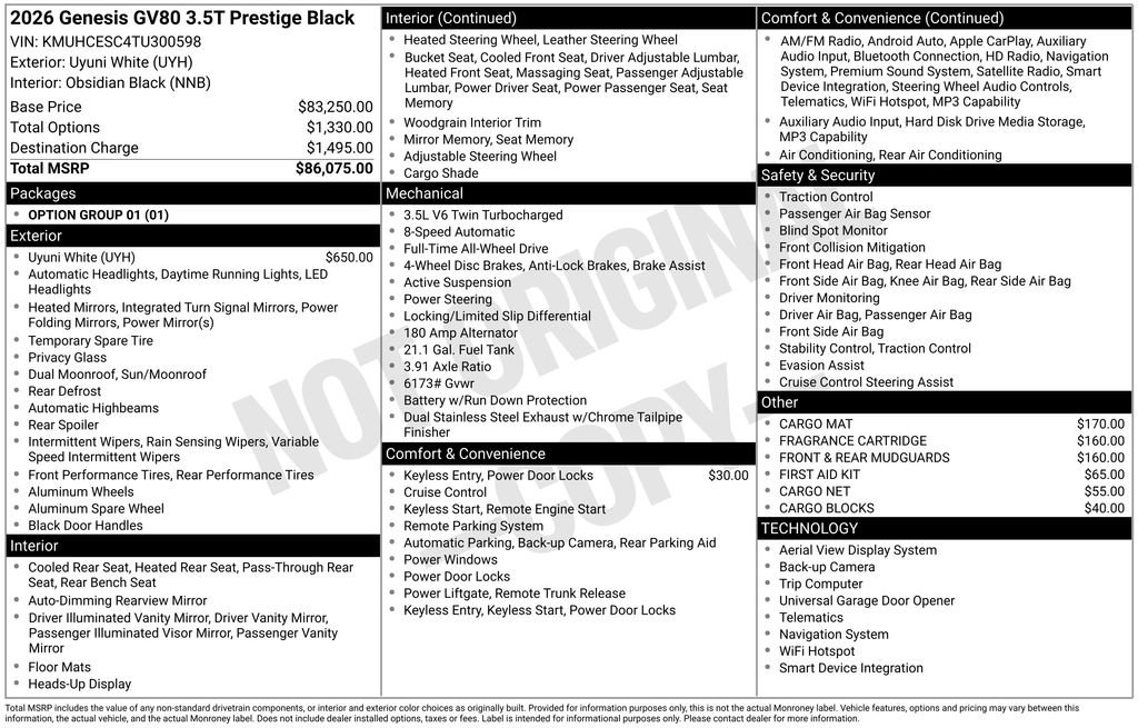 New 2026 Genesis GV80 3.5T Prestige image 9
