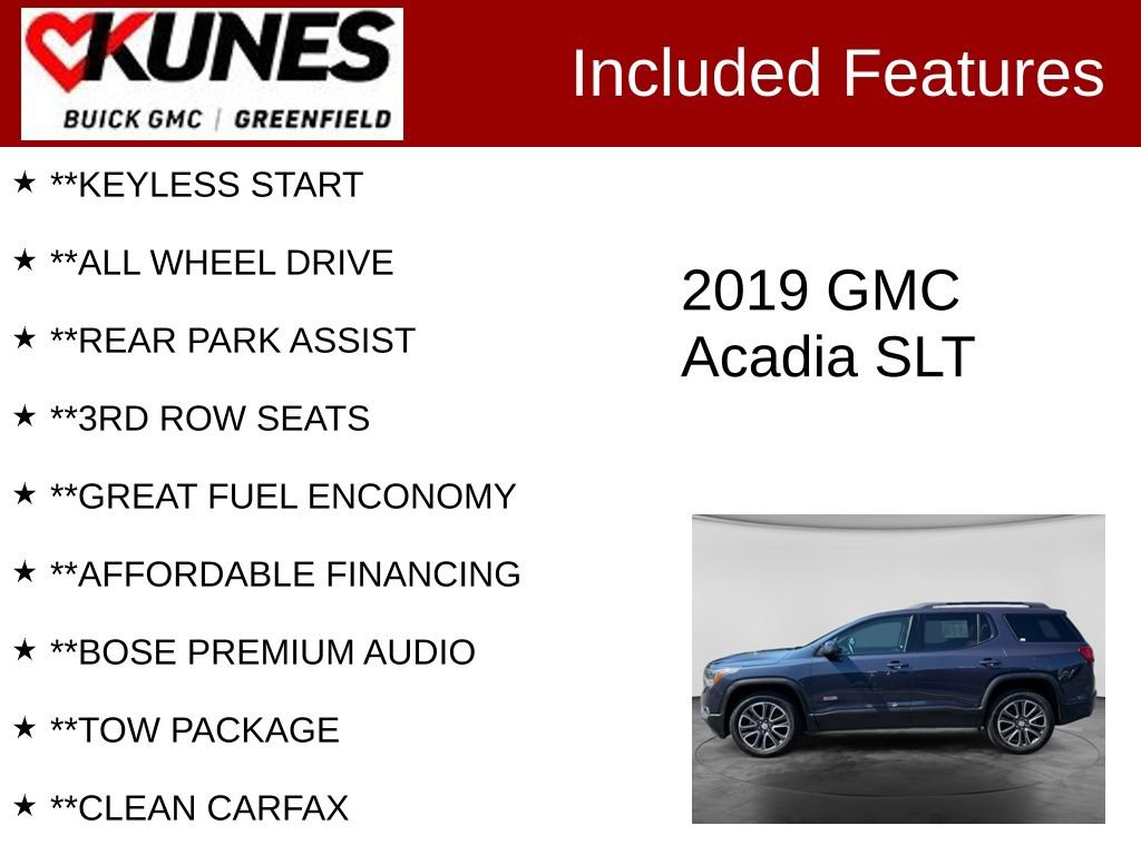 Used 2019 GMC Acadia SLT AWD/4WD image 3