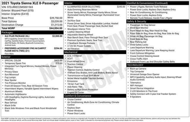 Used 2021 Toyota Sienna XLE w/ XLE Plus Package FWD image 10