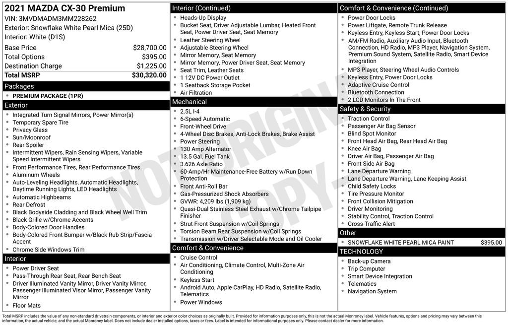 Used 2021 MAZDA CX-30 FWD 2.5 S w/ Premium Package image 12