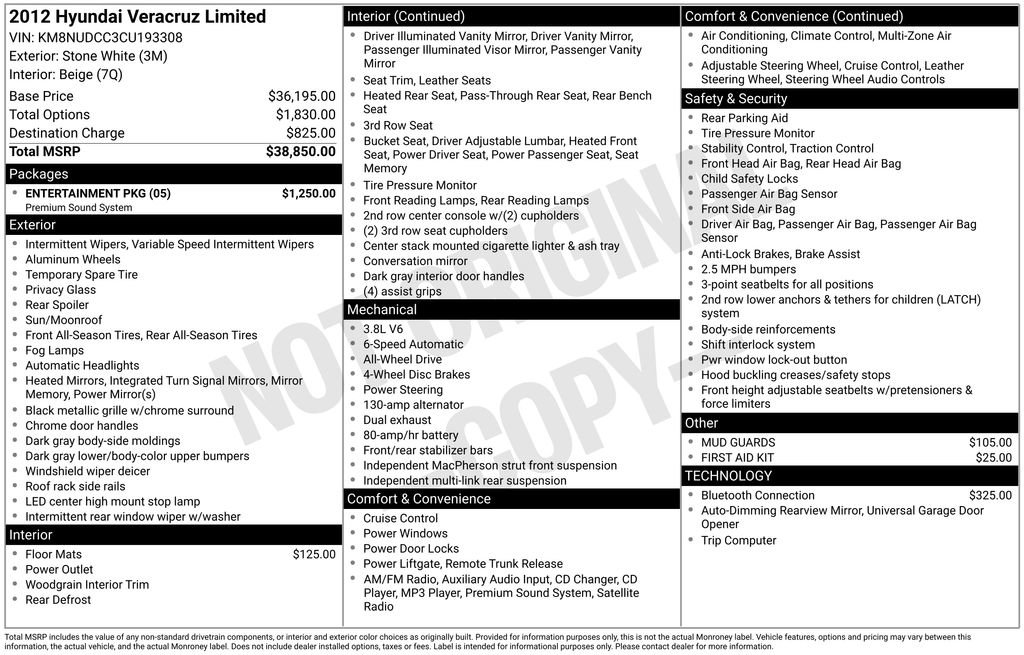 Used 2012 Hyundai Veracruz Limited w/ Entertainment Pkg image 9