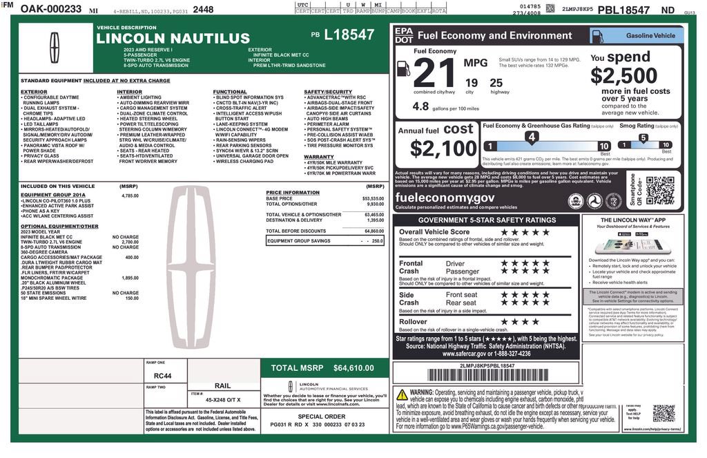 Certified 2023 Lincoln Nautilus Reserve w/ Equipment Group 201A AWD/4WD image 3