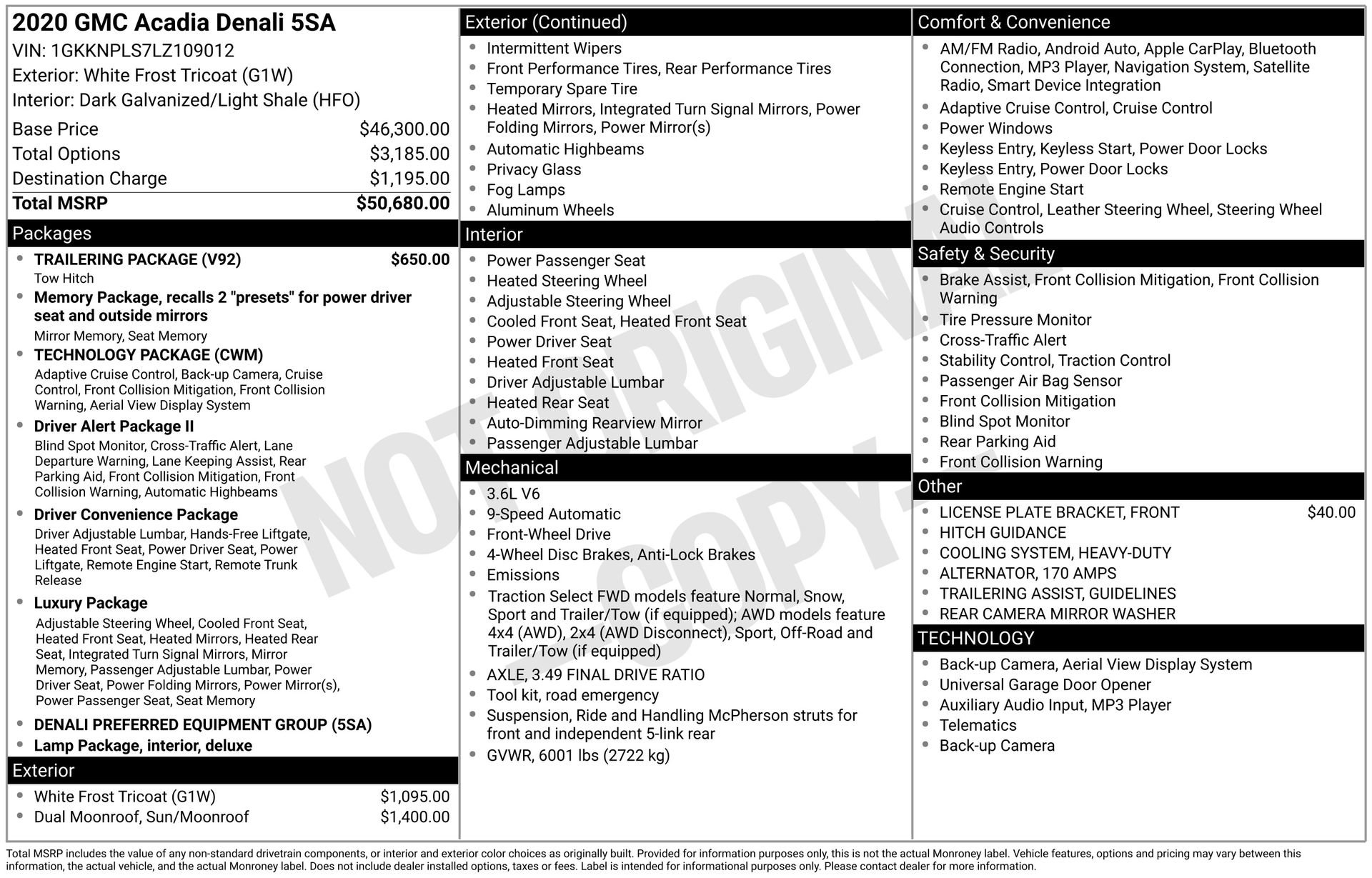 Used 2020 GMC Acadia Denali w/ Trailering Package image 30