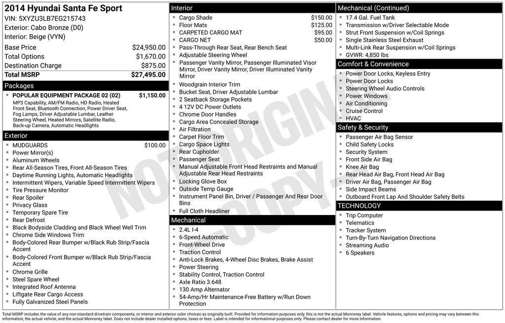 Used 2014 Hyundai Santa Fe Sport w/ Popular Equipment Package 02 FWD image 5