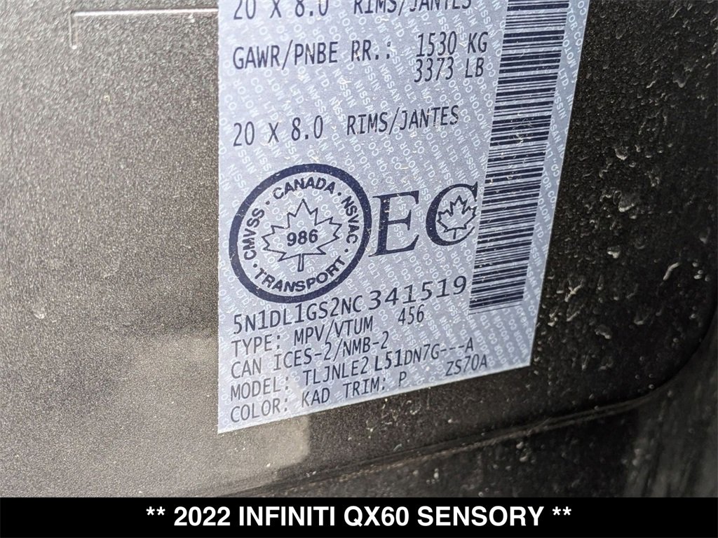 Used 2022 INFINITI QX60 Sensory image 33