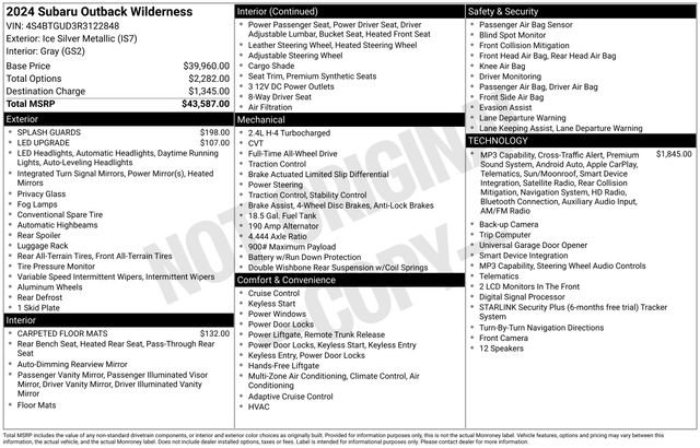 Certified 2024 Subaru Outback Wilderness AWD/4WD image 28