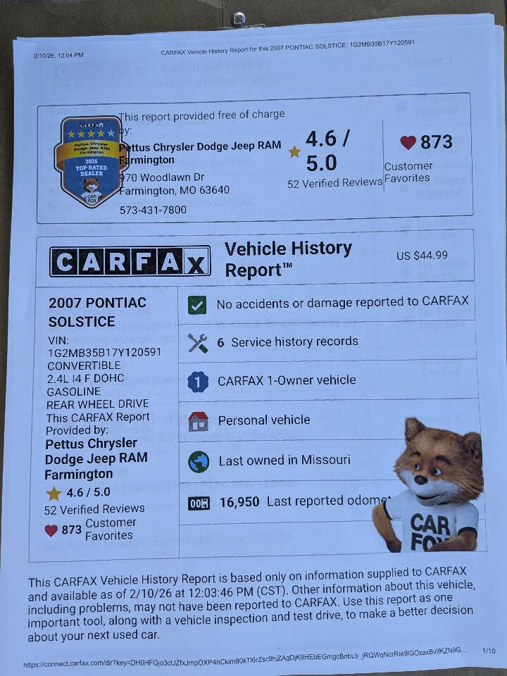 Used 2007 Pontiac Solstice Convertible w/ Premium Package image 15