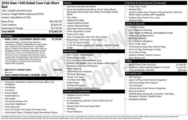 Used 2026 RAM 1500 Rebel w/ Rebel Level 2 Equipment Group AWD/4WD image 59