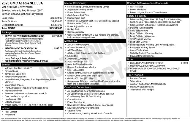 Used 2023 GMC Acadia SLE w/ Driver Convenience Package image 37