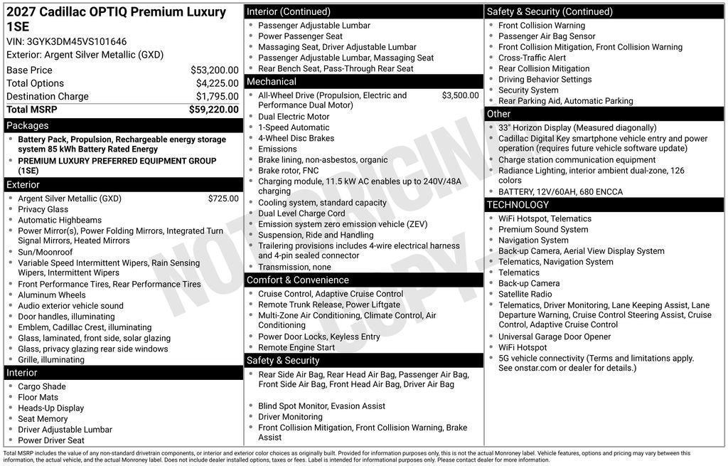 New 2027 Cadillac Optiq Premium Luxury AWD/4WD image 4