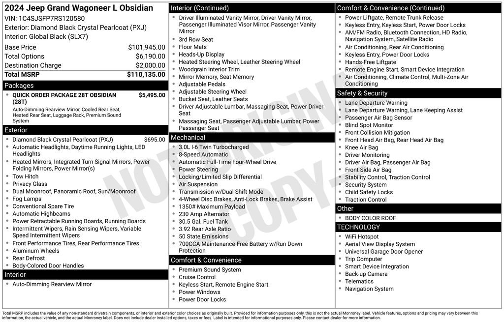 Used 2024 Jeep Grand Wagoneer L Series II w/ Quick Order Packagew 28T image 6