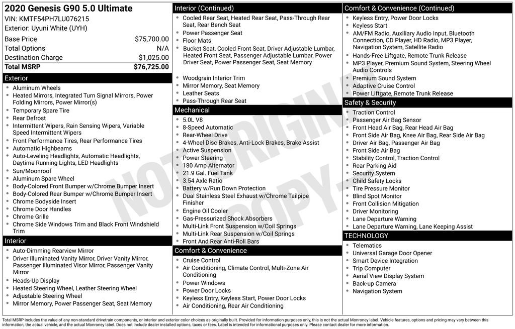 Used 2020 Genesis G90 5.0 Ultimate image 35