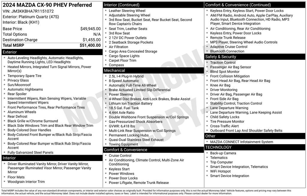 Certified 2024 MAZDA CX-90 Plug-In Hybrid w/ Preferred image 5