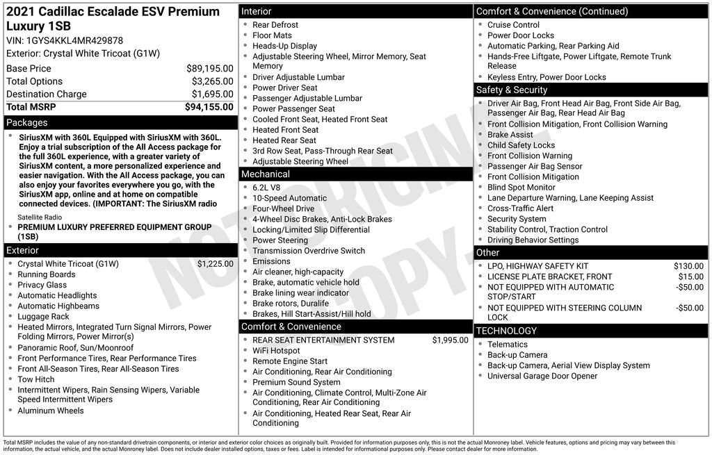 Certified 2021 Cadillac Escalade ESV Premium Luxury AWD/4WD image 68