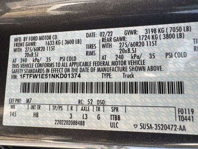 Used 2022 Ford F150 Lariat w/ Equipment Group 502A High AWD/4WD image 36