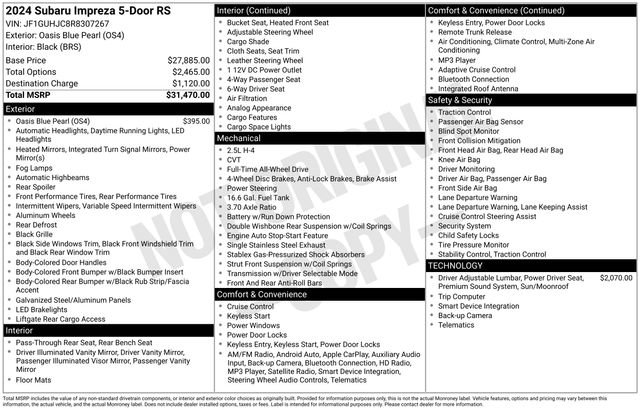 Certified 2024 Subaru Impreza RS image 34