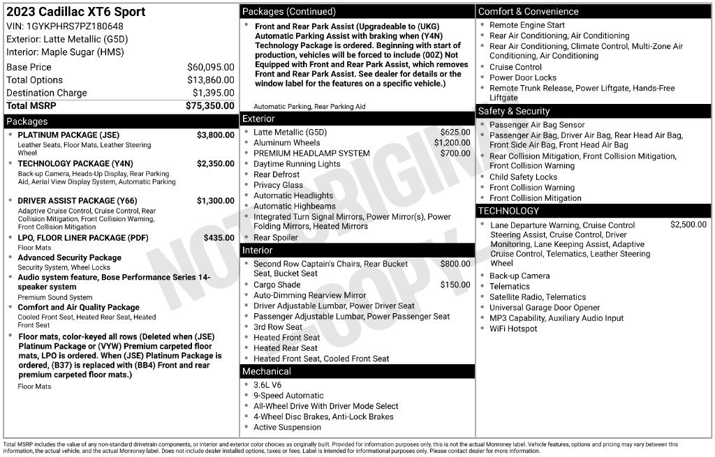 Certified 2023 Cadillac XT6 Sport w/ Platinum Package AWD/4WD image 4