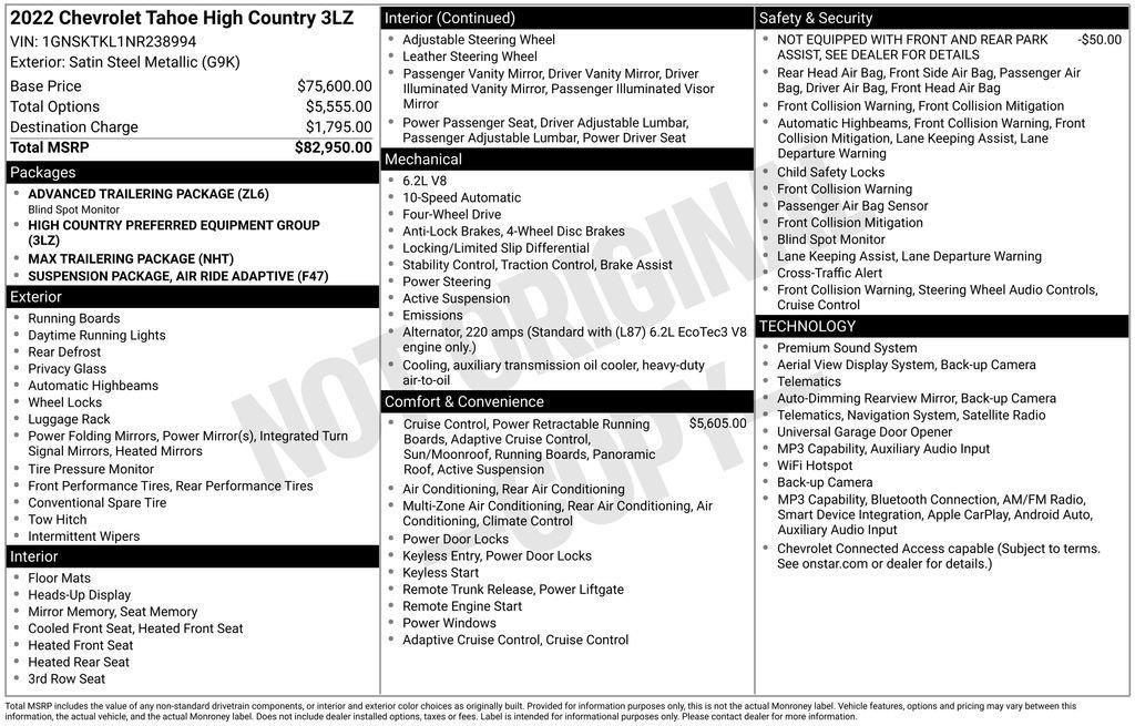 Used 2022 Chevrolet Tahoe High Country AWD/4WD image 7