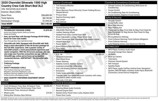 Used 2020 Chevrolet Silverado 1500 High Country w/ Technology Package AWD/4WD image 3