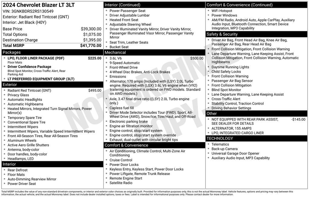 Used 2024 Chevrolet Blazer LT w/ LPO, Floor Liner Package FWD image 4