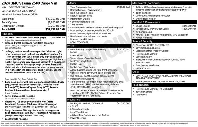 Certified 2024 GMC Savana 2500 Extended w/ Driver Convenience Package RWD image 6