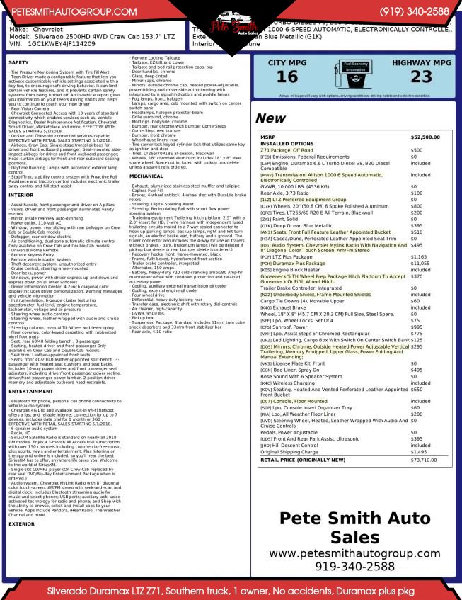 Used 2018 Chevrolet Silverado 2500 LTZ w/ Duramax Plus Package image 35