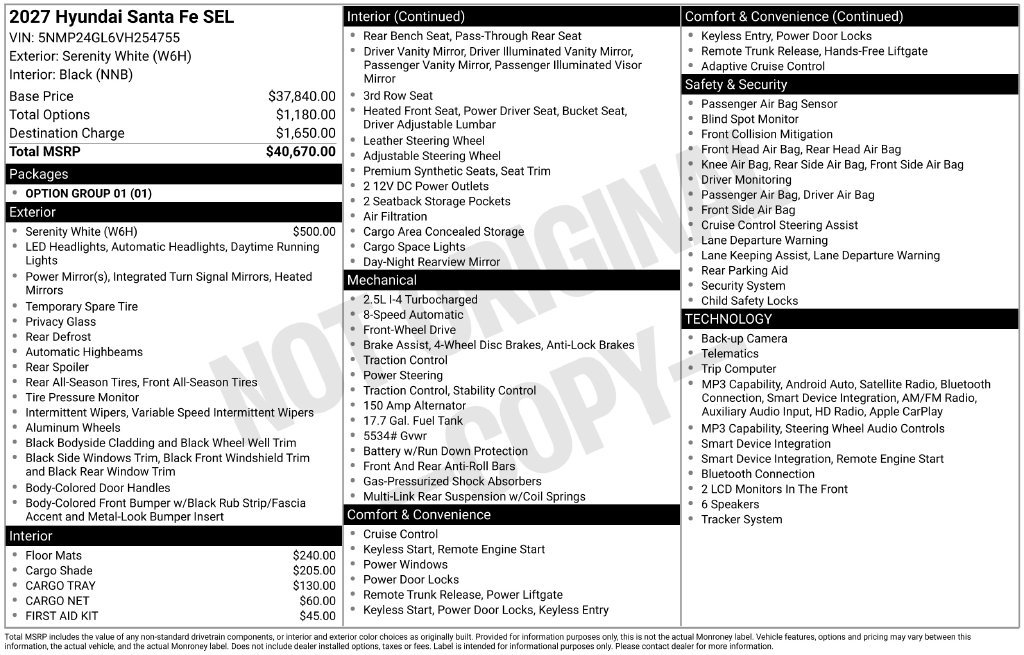 New 2027 Hyundai Santa Fe SEL FWD image 6