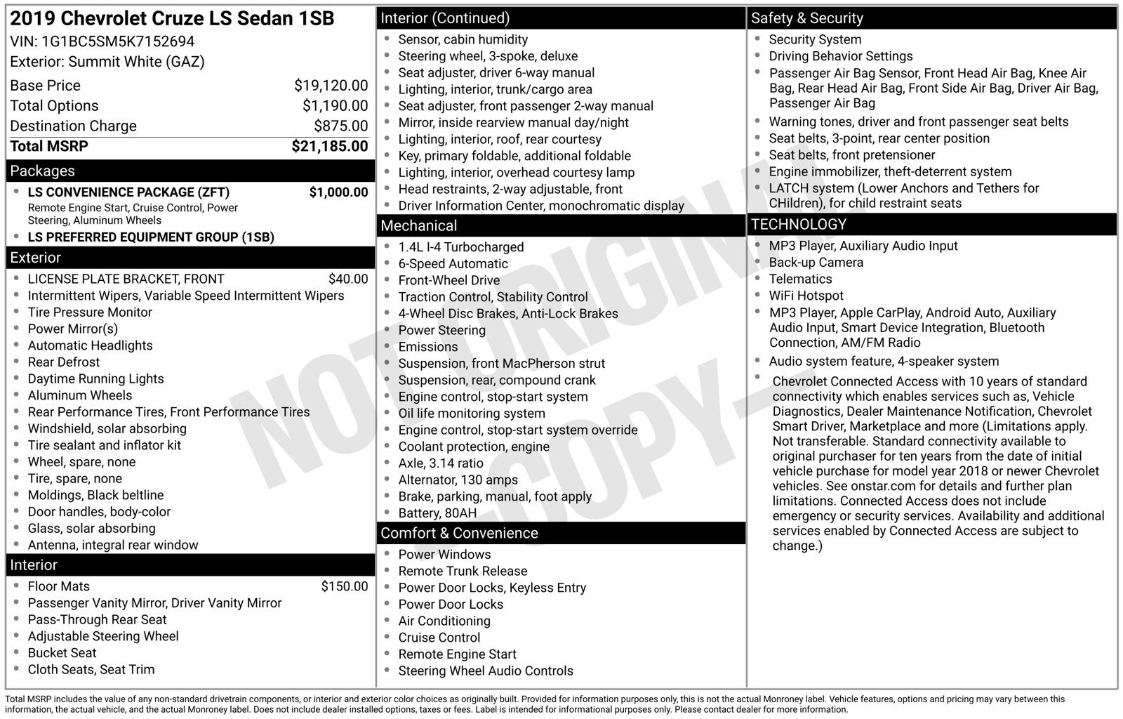 Used 2019 Chevrolet Cruze LS w/ LS Convenience Package FWD image 12