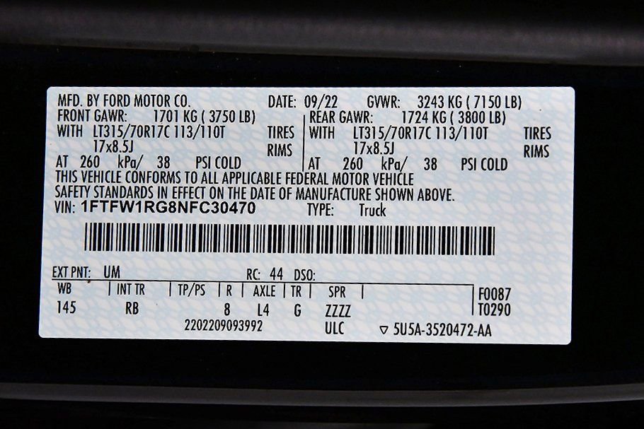 Used 2022 Ford F150 Raptor w/ Equipment Group 801A High image 16