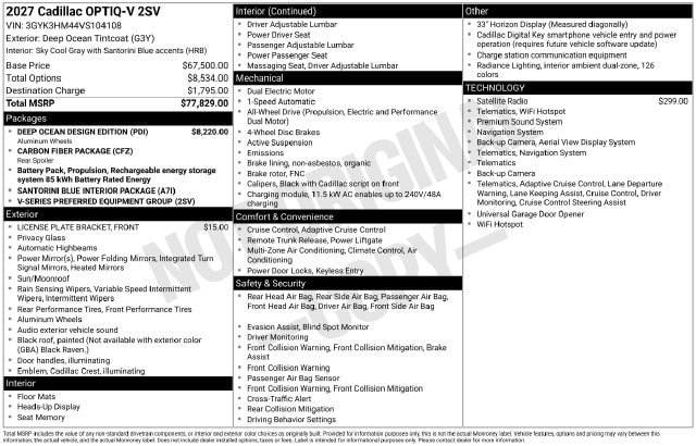 New 2027 Cadillac Optiq V w/ Deep Ocean Design Edition AWD/4WD image 27