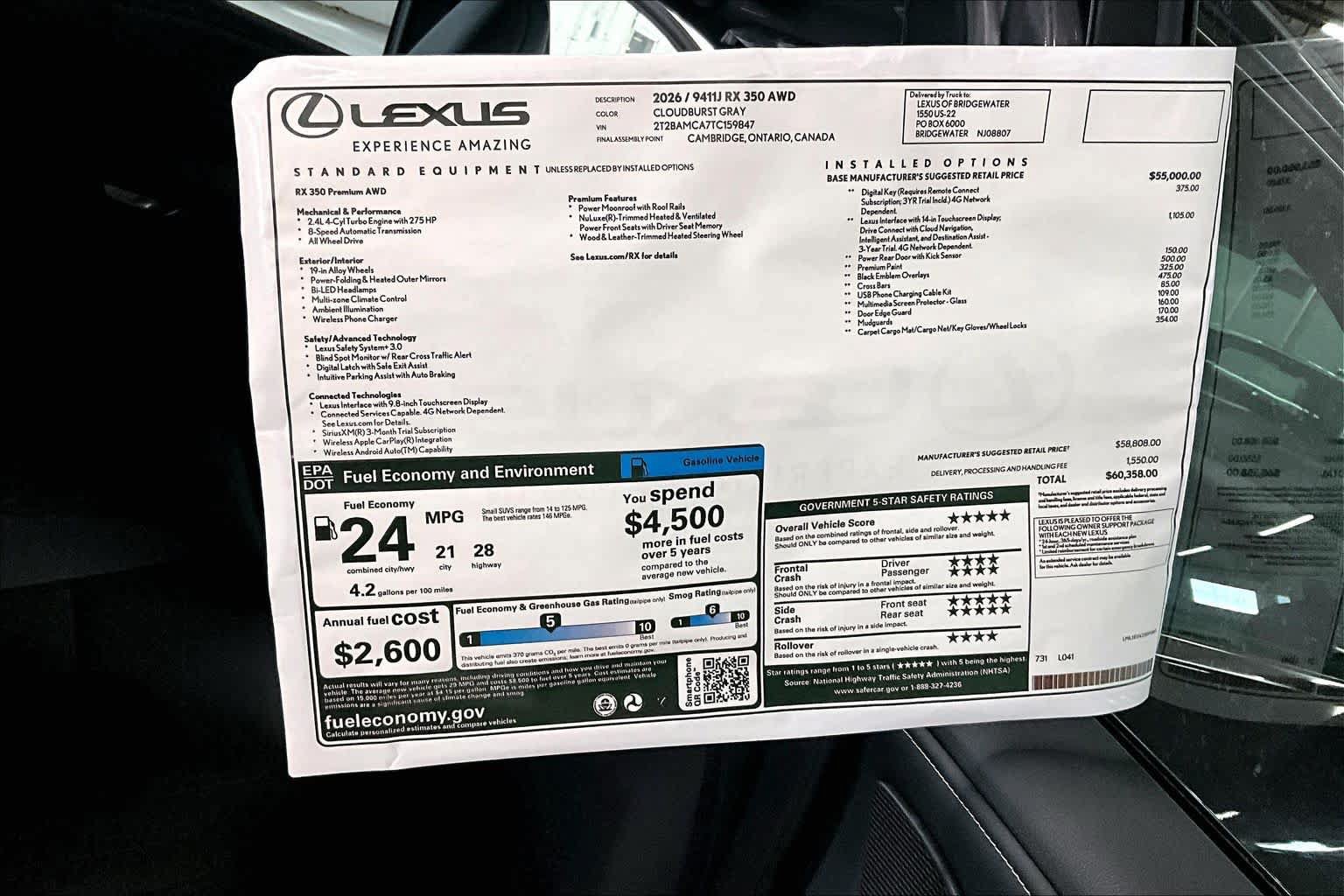 New 2026 Lexus RX 350 Premium w/ Accessory Package (Z1) AWD/4WD image 13