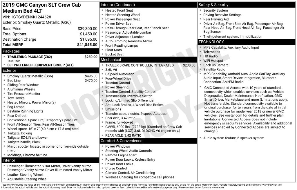 Used 2019 GMC Canyon SLT w/ Trailering Package AWD/4WD image 29