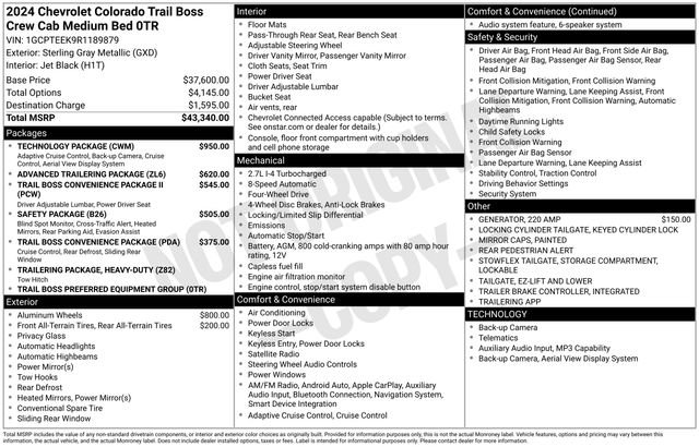 Used 2024 Chevrolet Colorado Trail Boss w/ Technology Package AWD/4WD image 3