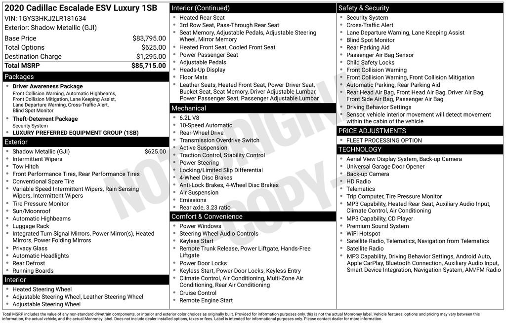 Used 2020 Cadillac Escalade ESV Luxury RWD image 42
