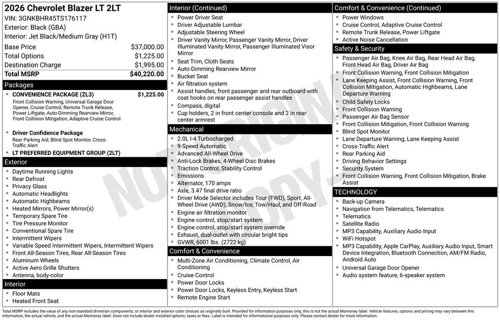 New 2026 Chevrolet Blazer LT w/ Convenience Package AWD/4WD image 9
