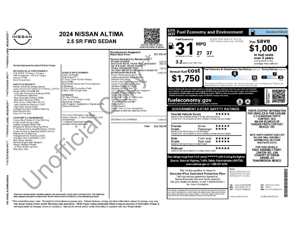 Used 2024 Nissan Altima 2.5 SR w/ SR Premium Package FWD image 5