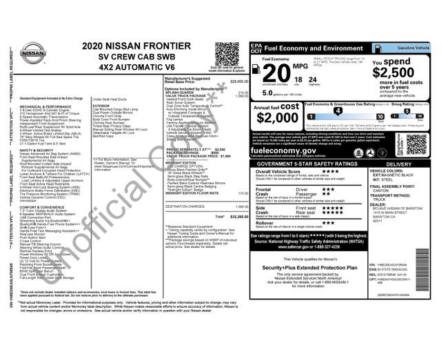 Used 2020 Nissan Frontier SV w/ Midnight Edition Floor Mats RWD image 9