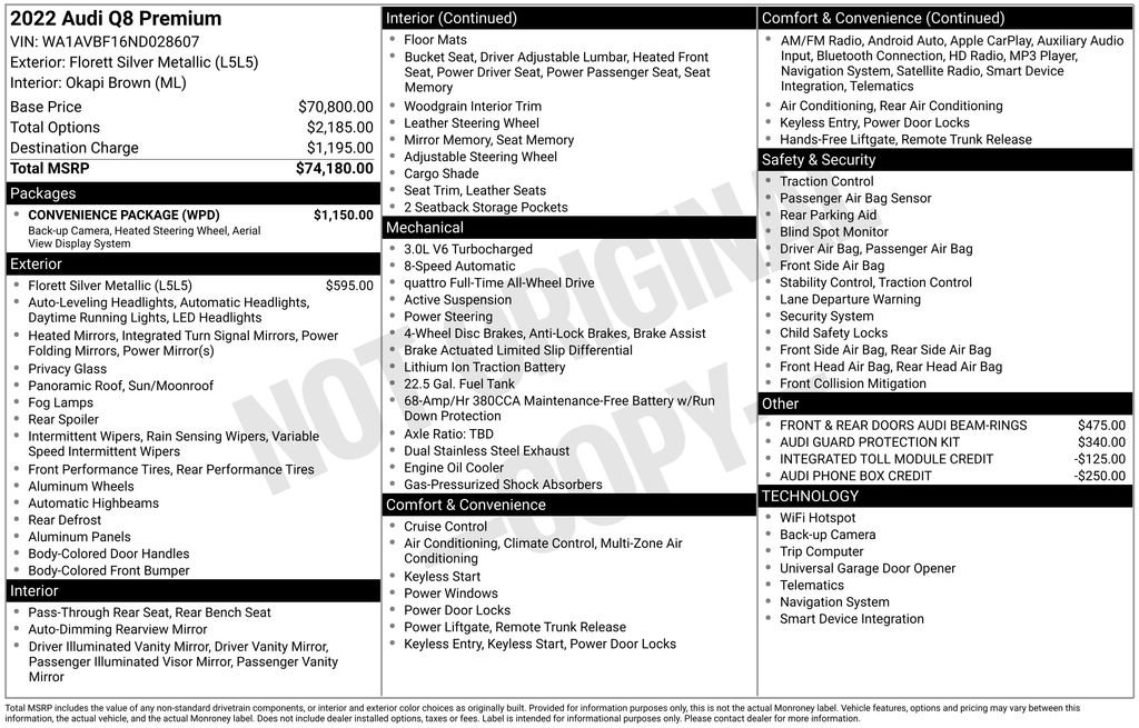 Used 2022 Audi Q8 Premium w/ Convenience Package image 28