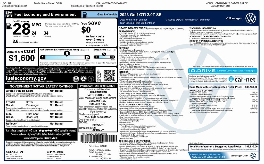 Used 2023 Volkswagen GTI SE w/ Black Wheel Package image 4