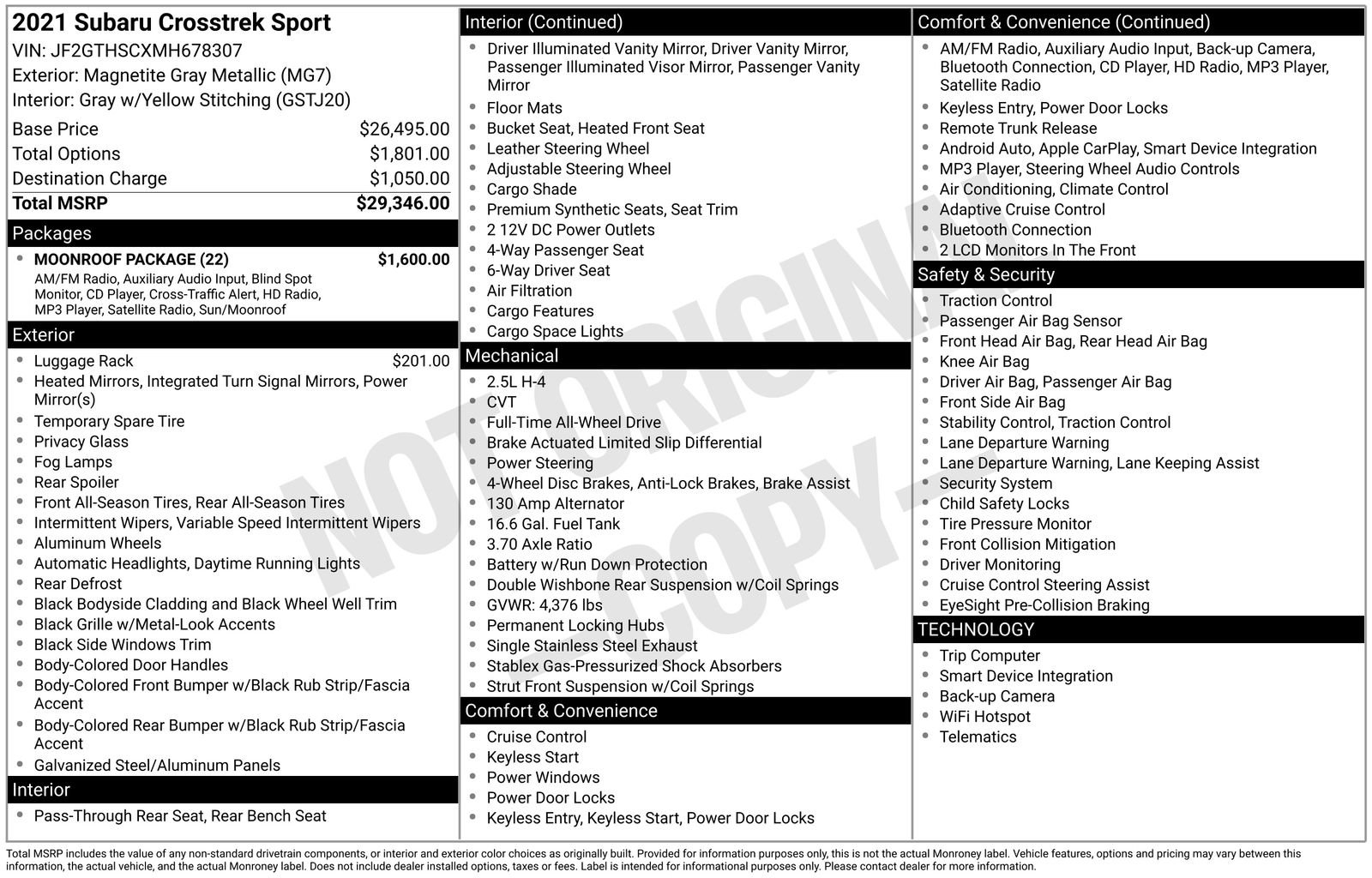 Certified 2021 Subaru Crosstrek 2.5i Sport w/ Moonroof Package image 32