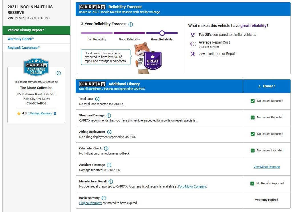 Used 2021 Lincoln Nautilus Reserve w/ Equipment Group 201A image 16