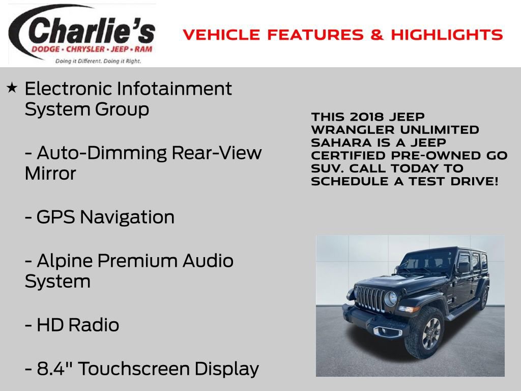 Certified 2018 Jeep Wrangler Unlimited Sahara image 13