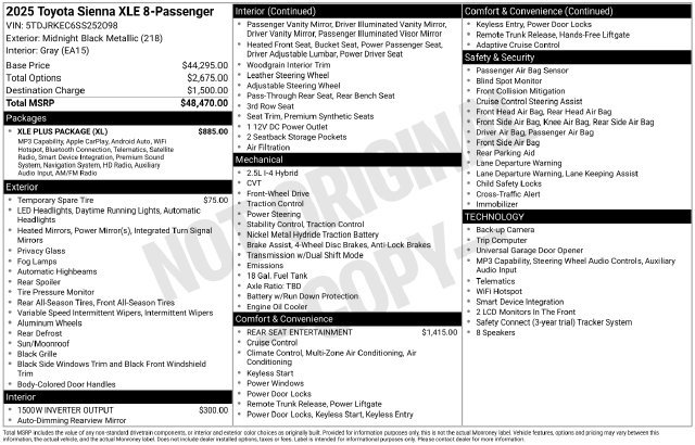 Used 2025 Toyota Sienna XLE w/ XLE Plus Package FWD image 30