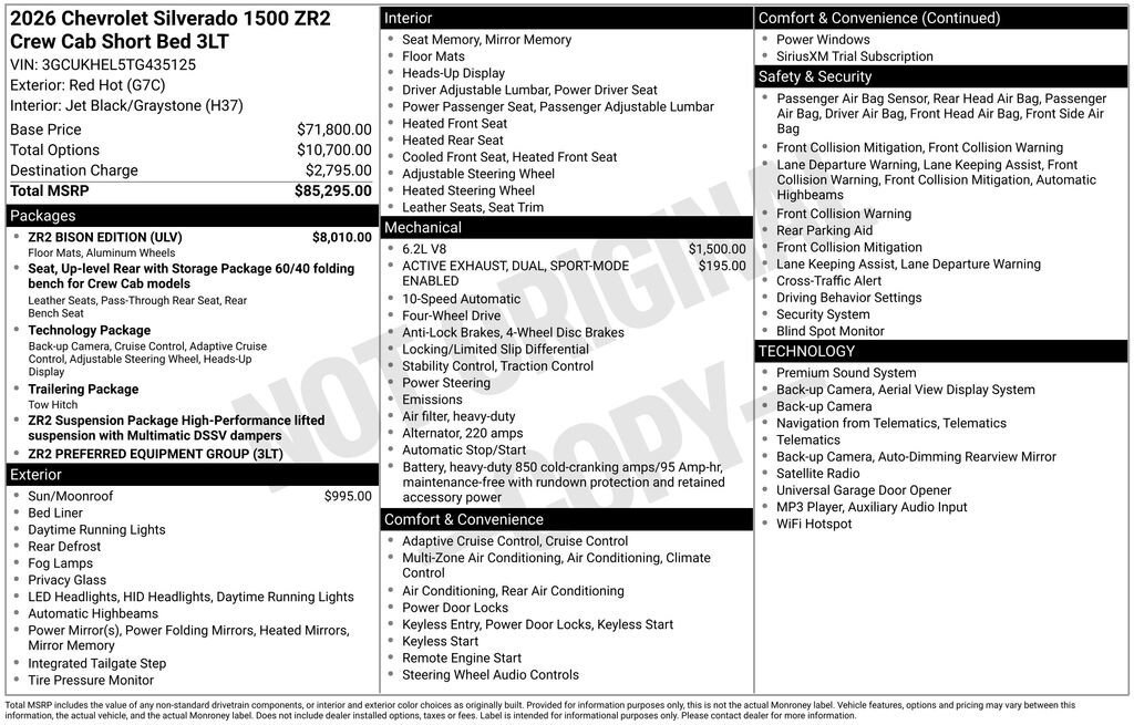New 2026 Chevrolet Silverado 1500 ZR2 w/ ZR2 Bison Edition AWD/4WD image 11