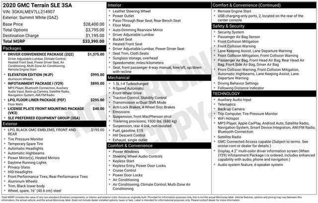 Used 2020 GMC Terrain SLE w/ Driver Convenience Package FWD image 7
