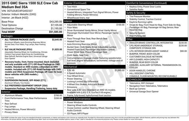 Used 2015 GMC Sierra 1500 SLE w/ All-Terrain Package image 3