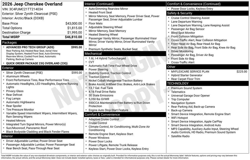 New 2026 Jeep Cherokee Overland w/ Advanced Pro Tech Group AWD/4WD image 37