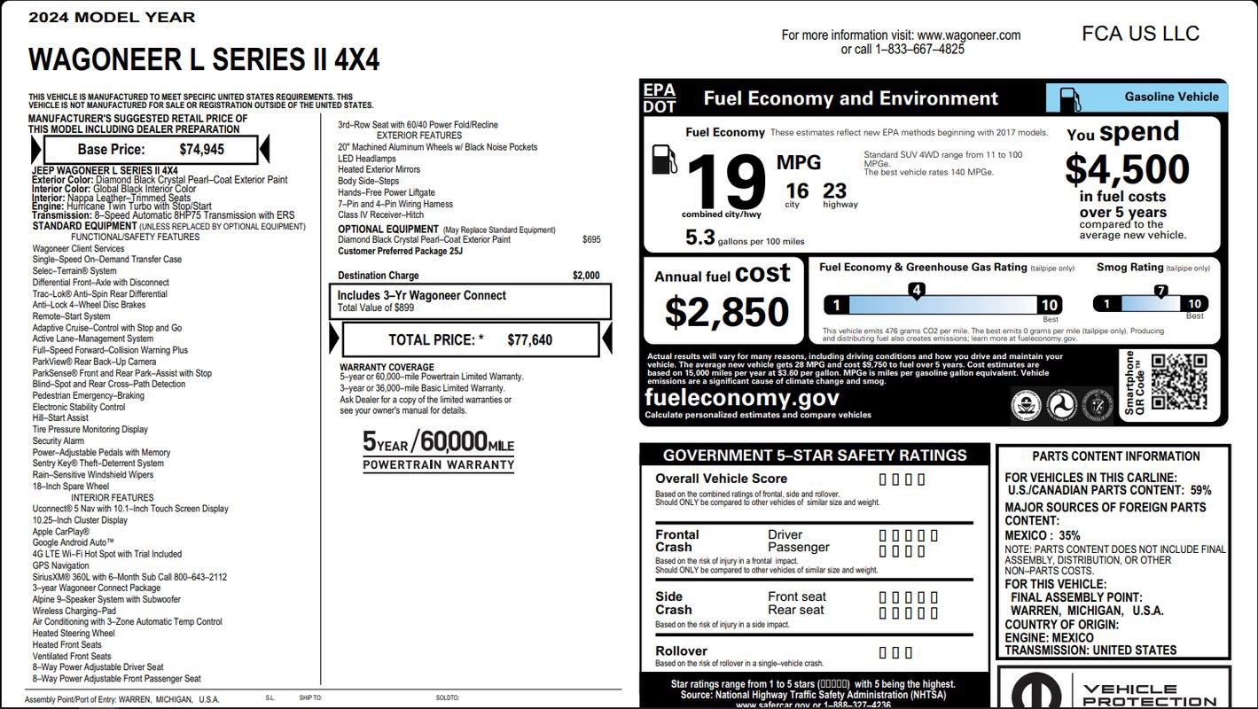 Used 2024 Jeep Wagoneer L Series II w/ Flexible Seating Group image 9