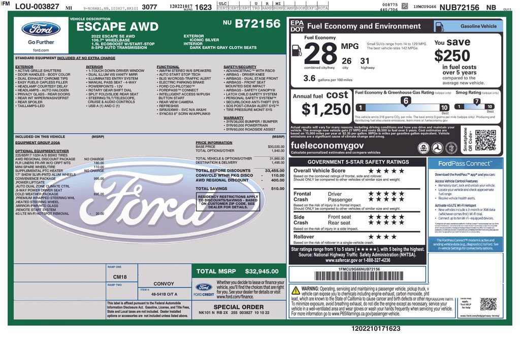 Certified 2022 Ford Escape SE w/ Convenience Package AWD/4WD image 37